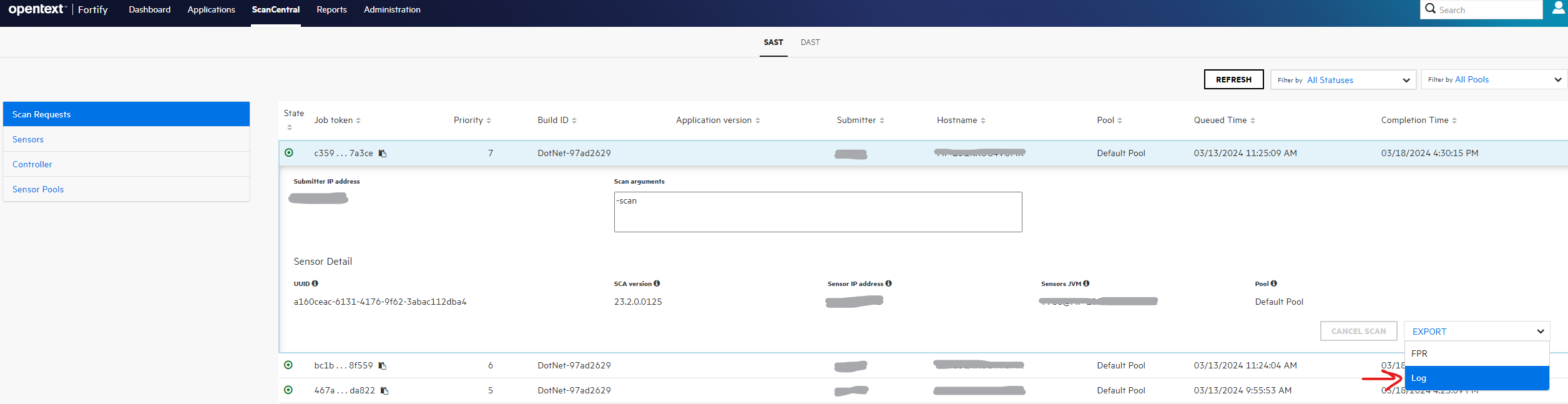 How to collect SAST Scan log in SSC Micro Focus