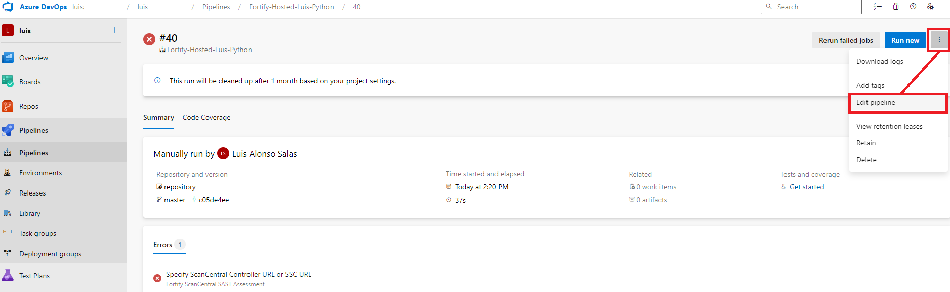 03-Export of YAML file of Fortify Hosted Static Assessment 1.png